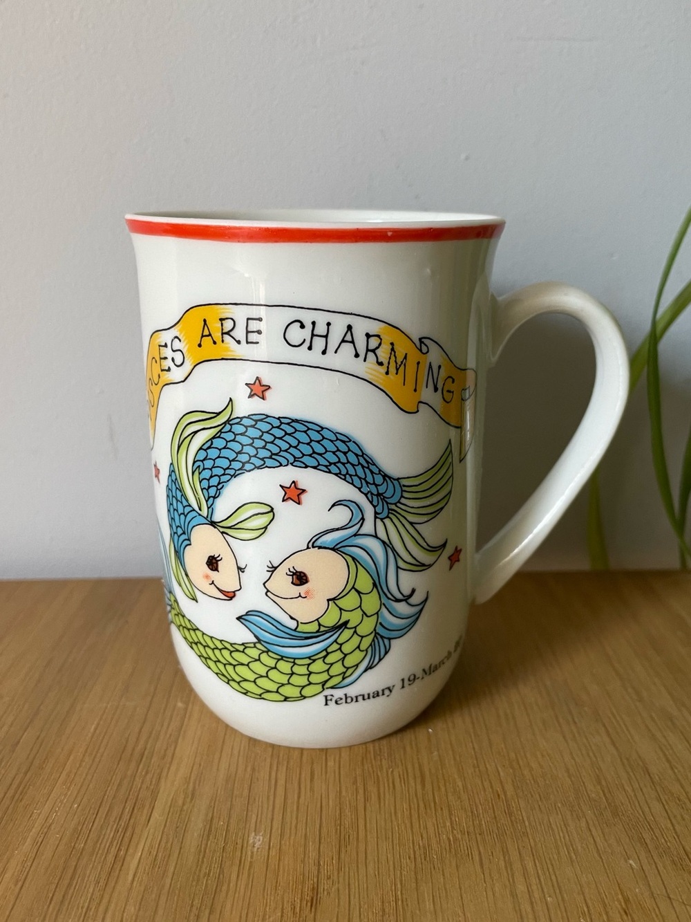 Rare Vintage 1970s Pisces Zodiac Horoscope Coffee Mug Made in Japan